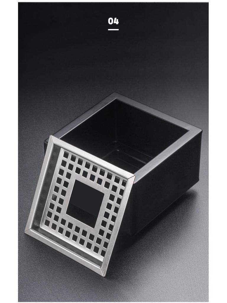 Modern Large Stainless Steel Square Ashtray with Anti-Fly Design for Cigar Rest in Living Room