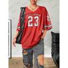 Y2K Oversized T Shirt For Women Summer Black V Neck Short Sleeve Mesh Football Jersey Sports Top Enjoy Freedom Print
