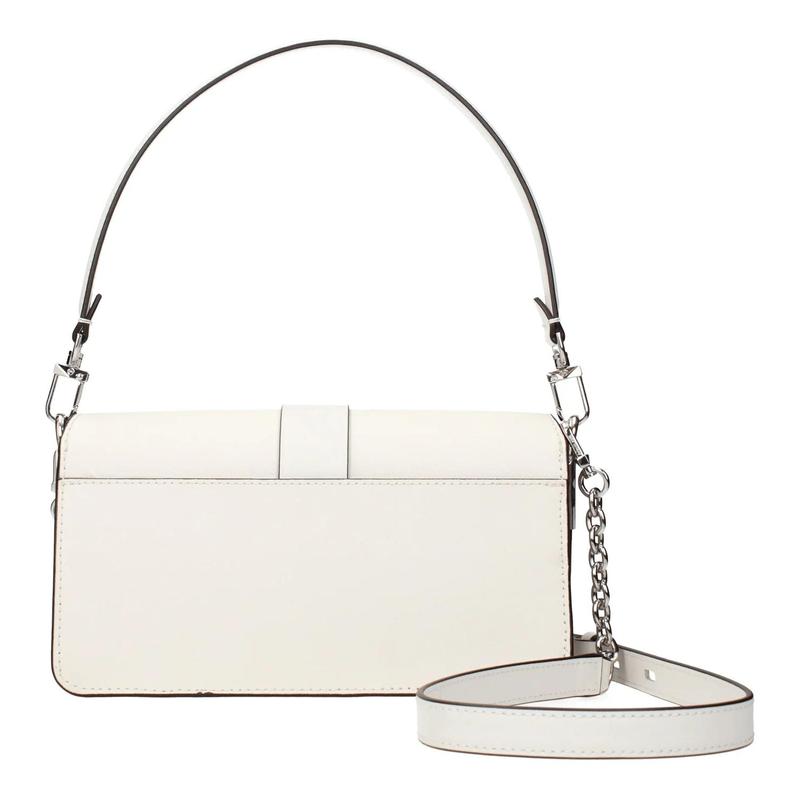 Michael Kors Greenwich Solid Silver Letter Logo Logo Flip Hardware Buckle Saffiano Leather Envelope Bag Shoulder Bag Medium Women's White