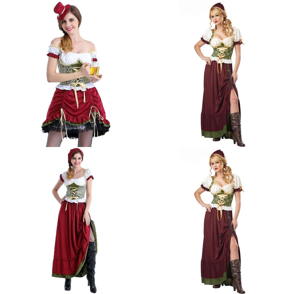 German Bavarian Beer Wench Dress For Women With Elastic Waist And Lace Details