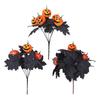 Black Maple Leaf Bundle Halloween Decoration Grimace Pumpkin Bouquet Dining Table Flower Arrangement Halloween Decoration Black