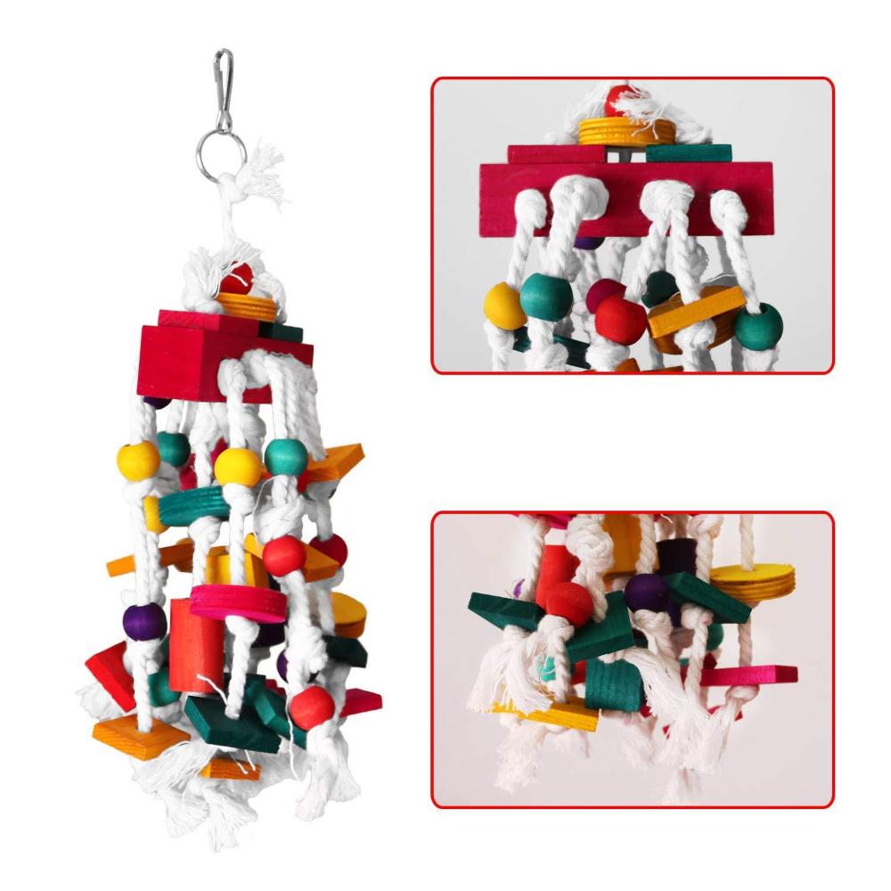 Parrot Chewing Toys Bird Toys Colorful Building Blocks Chewing String Color Random Matching