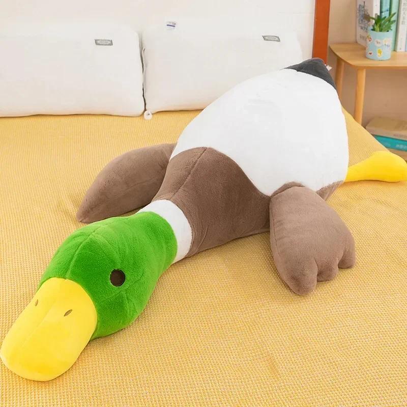 Hair Decoration Green 75Cm 100Cm Stuffed Animal Cute Mallard Plushie Goose Home Decor Lifelike Duck Plush Toys Pillow For Kids Birthday Gifts