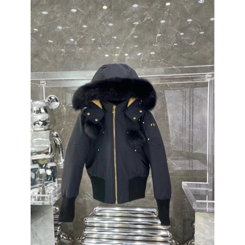 Hooded large size goose down jacket short jacket jacket fox fur collar women's parka
