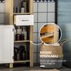 Tall Bathroom Cabinet In Particleboard with a Drawer, 2 Cabinets and 2 Adjustable Open Shelves, 37x30x184 Cm