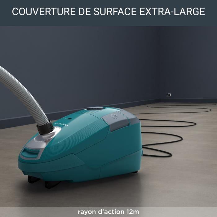 ROWENTA Aspirateur avec sac, Moteur basse consommation, Capacité 4,5 L, Nombreux accessoires, Power XXL Parquet, Bleu/gris RO3143EA