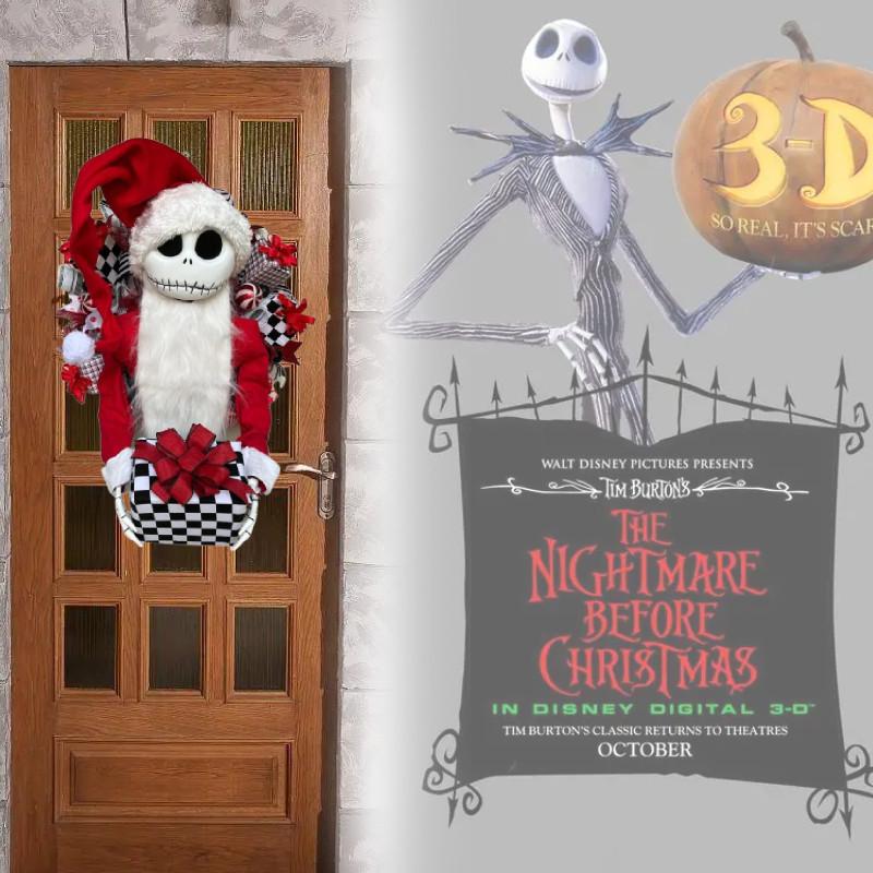 Skellington Nightmare Jack Before Christmas Inspired Shabby Chic Rag Wreath