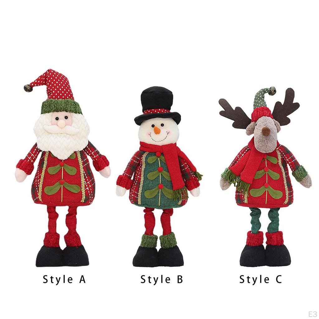 Figura de Natal Pernas Longas Boneca de Pelúcia Papai Noel em Pé Decoração para Quarto de Natal