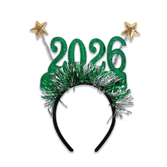 2026 Nyttårsfest Briller Lett Rød Glitter Brilleinnfatning med Snøfnugg Kristtorn Dekorasjon Festlig Paljett Hårbøyle