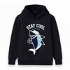 Kids Boys Girls Hoodie, Cool Shark Stay Cool Print Casual Pullover Hooded Sweatshirt for Daily Wear