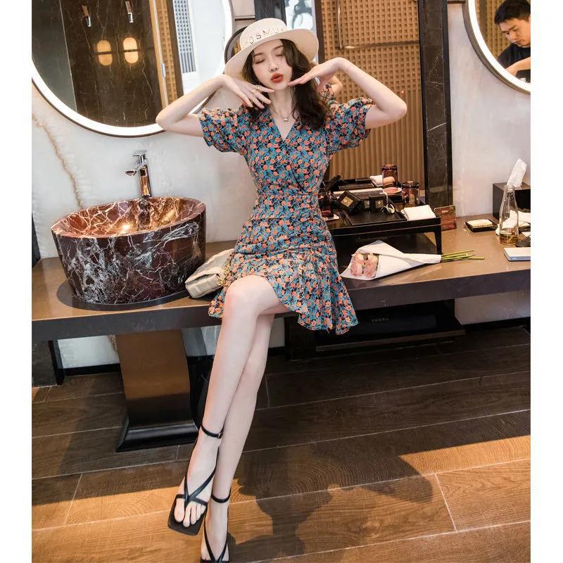 Summer floral dress New year's small design first love dress ins super fairy thin skirt