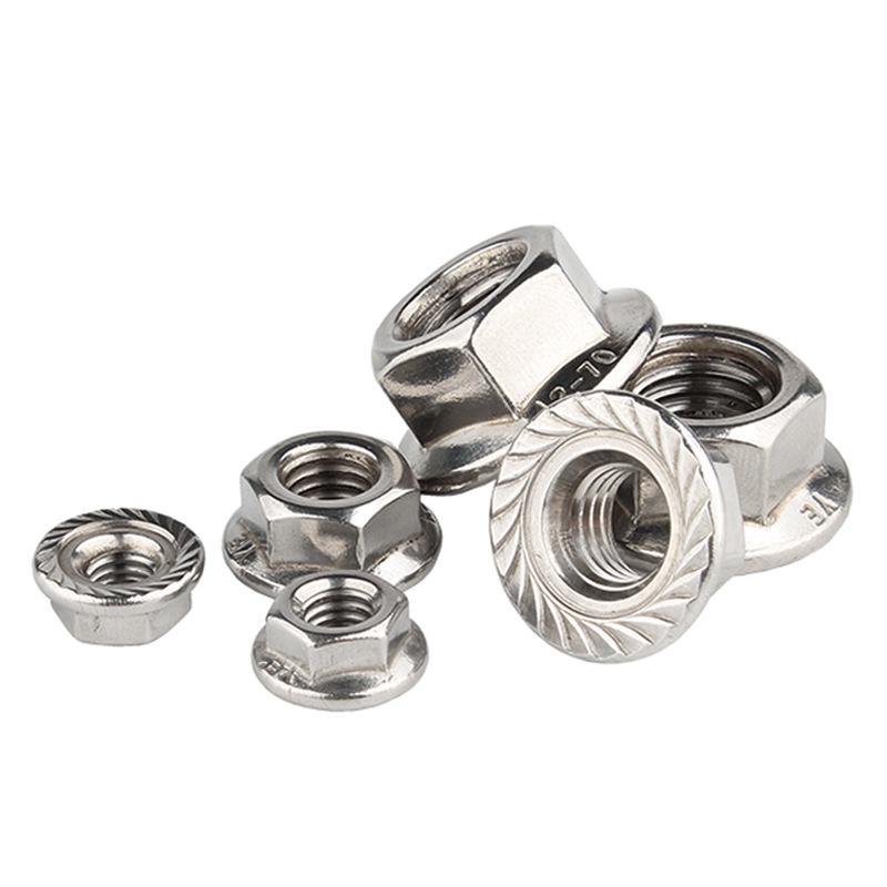 304 Stainless Steel Hex Flange Nut with Anti-Slip Washer, M3-M16