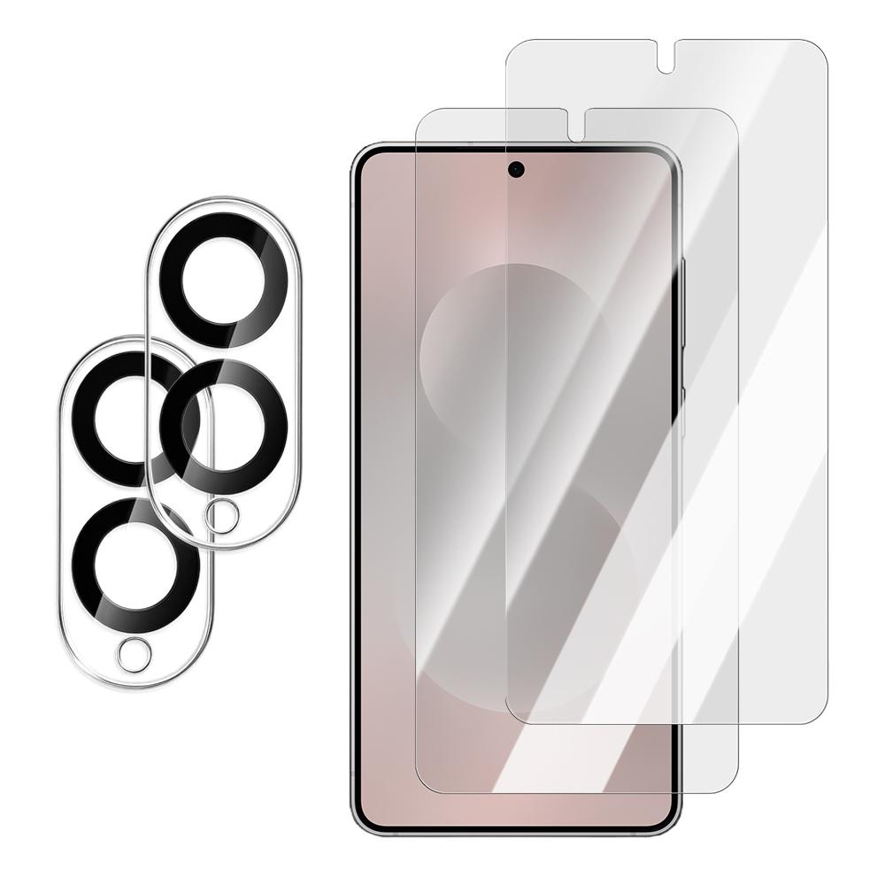 6IN1 Tempered Glass Front Protector for Samsung Galaxy S25 Edge Efficient Unlocking Anti-scratch HD Screen Lens Protective Film
