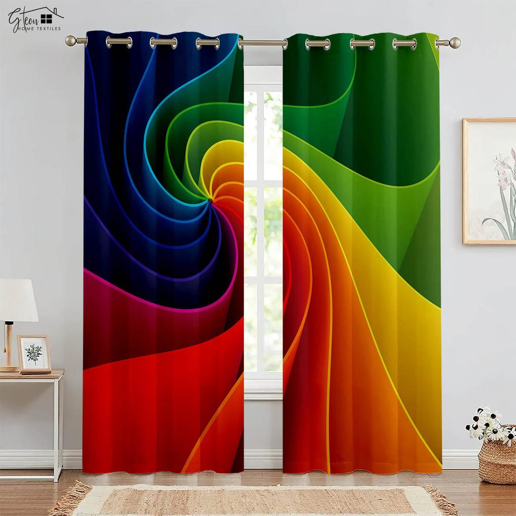 Regenbogenfarben Feuerwerk Druck Vorhänge Kinder Kinderzimmer Fensterdekoration Vorhänge Schlafzimmer Wohnzimmer Küche Vorhänge 2 Stück