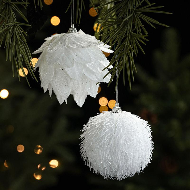 Festive White Christmas Foam Ball – Snow Flower Design for Xmas/New Year Home Décor