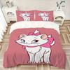 3 stuks Schattig Aristokatten Marie Kat Roze Strik Beddengoed Set, Zachte en Comfortabele Dekbedovertrek voor Slaapkamer, Logeerkamer W001