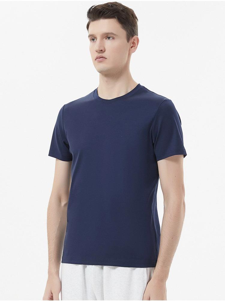 Męski T-shirt 80-count Dwustronnie Merceryzowany Bawełniany Biały Amoniak Czysta Bawełna Krótki Rękaw Casualowy Dekolt Okrągły dla Mężczyzn Lato