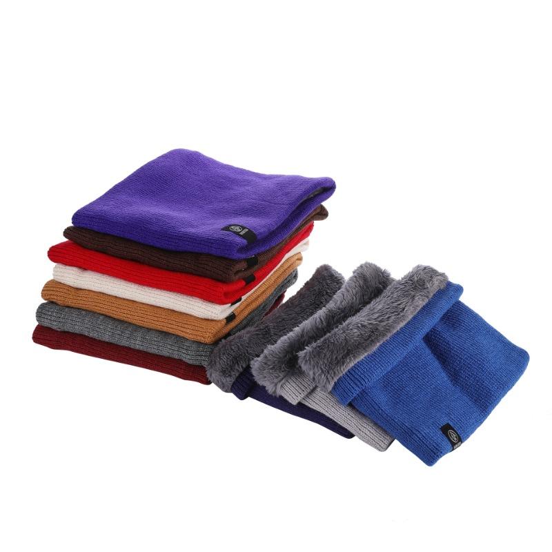 Autumn and winter new solid color pullover warm neck cover couple knitted wool scarf winter scarf