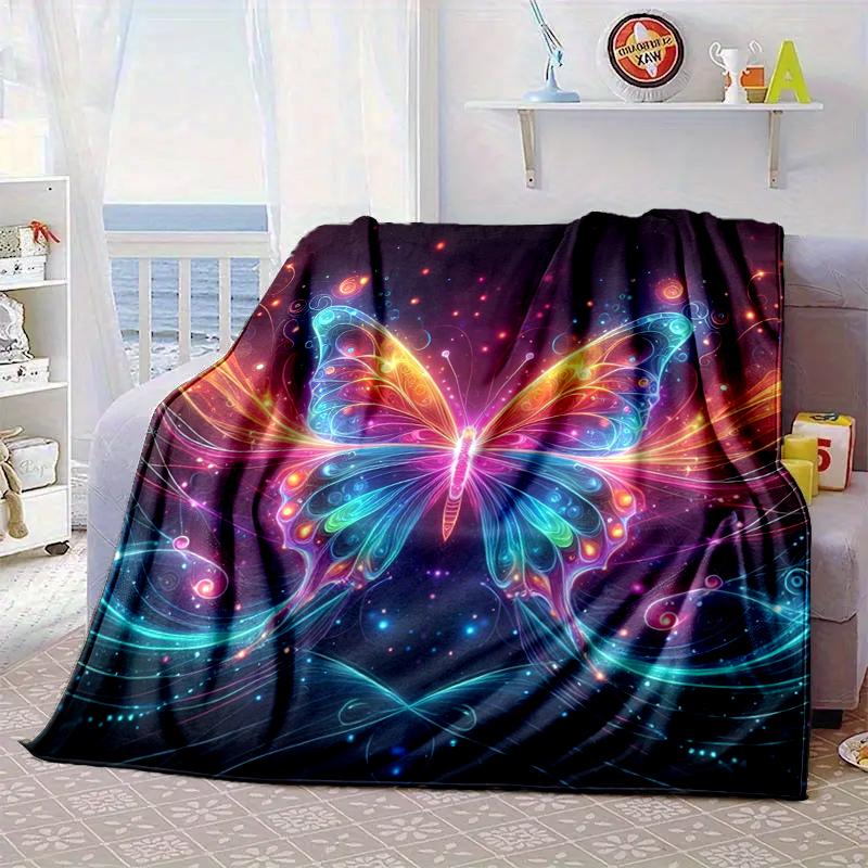 Neon Butterfly Dreamscape Blanket Flannel Blanket Throw Blanket Sofa Cover Blanket Soft Premium Blanket Picnic Blanket Tv Blanket Gifts