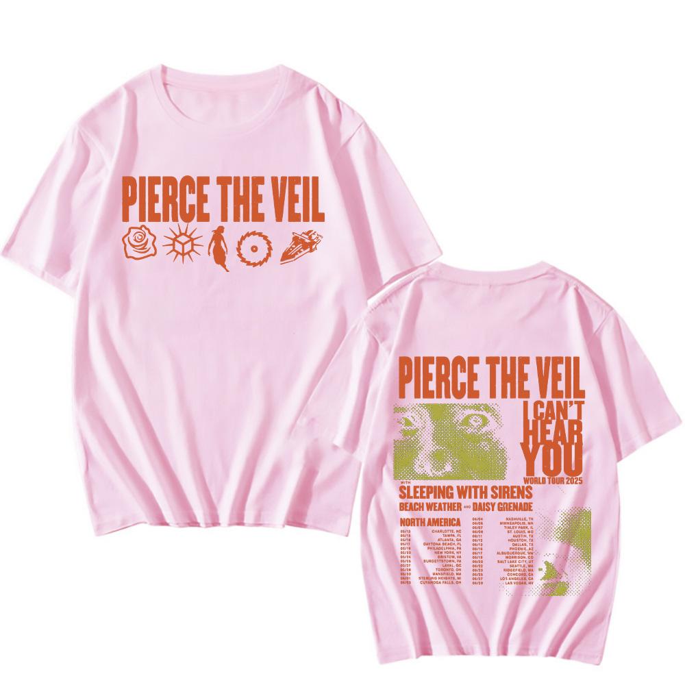

Футболки Pierce The Veil I Can’t Hear You World Tour Двусторонние Унисекс Хлопковые Футболки Мужские Женские Музыкальные Футболки Рок-группа Панк Топы S