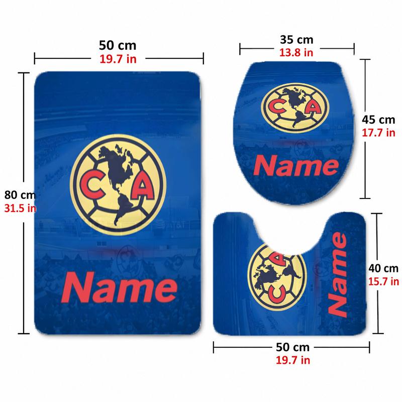 Club America (5) Custom name Flannel Toilet 3 Piece Set Soft Bathroom Rug Toilet Seat Cover for Bathroom Home Decor