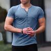 2026 Men's New Fashion Solid Color Short Sleeve T-shirt Casual Sports Button T-shirt Trendy Leggings