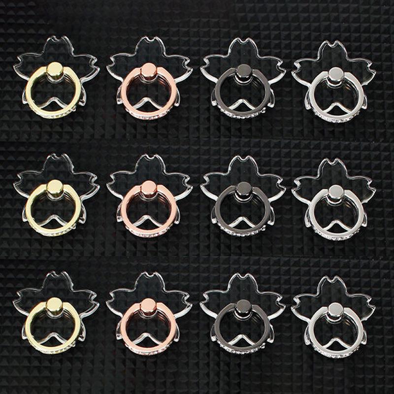 Mobile Phone Clear Finger Ring Holder for iPhone 17 Xiaomi Folding Butterfly Phone Stand Sticker Transparent Sakura Ring Bracket