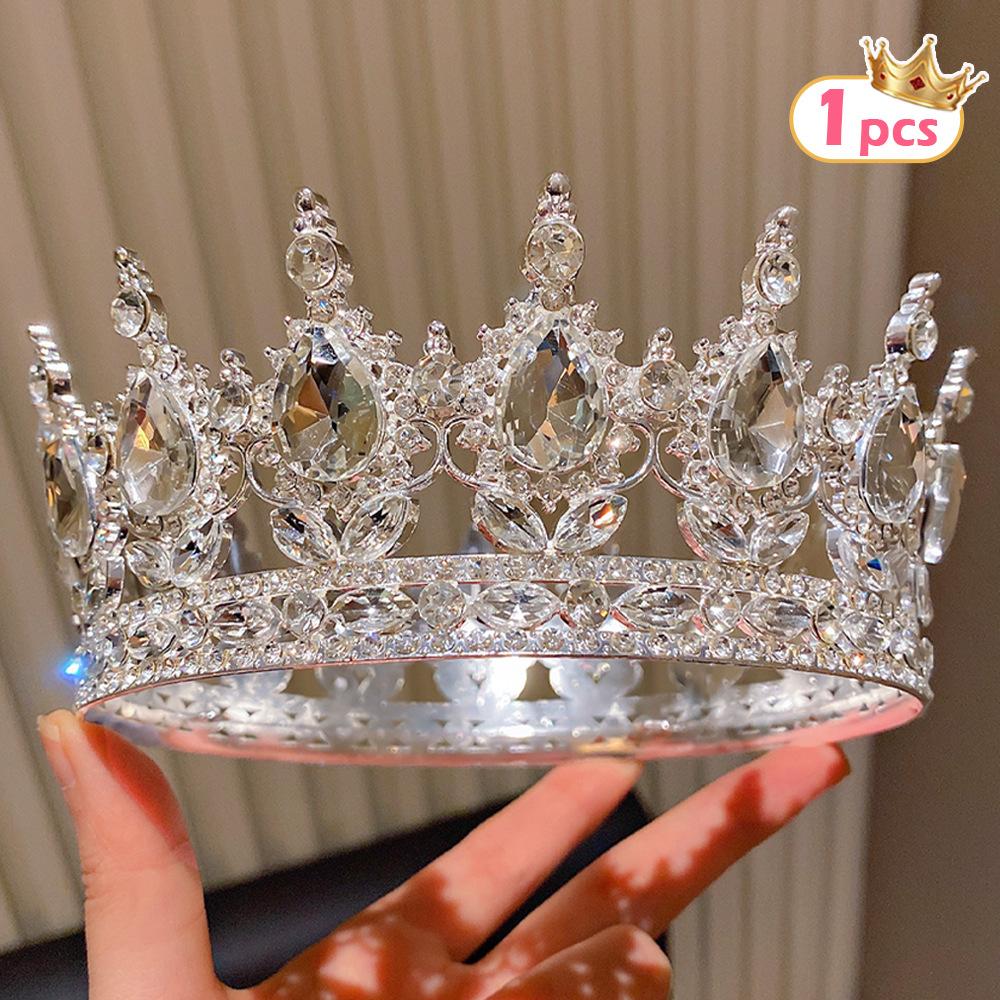High-End Crown Headgear Princess Children'S Light Luxury Crystal Crown Birthday Gift Girls June 1 Performance Crown Hair Accessories