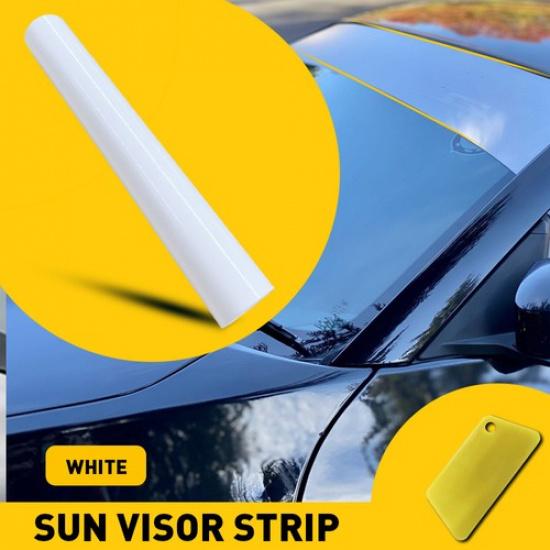 Universal Windshield Banner White Vinyl Decal Sun Strip White 10*60  EXV