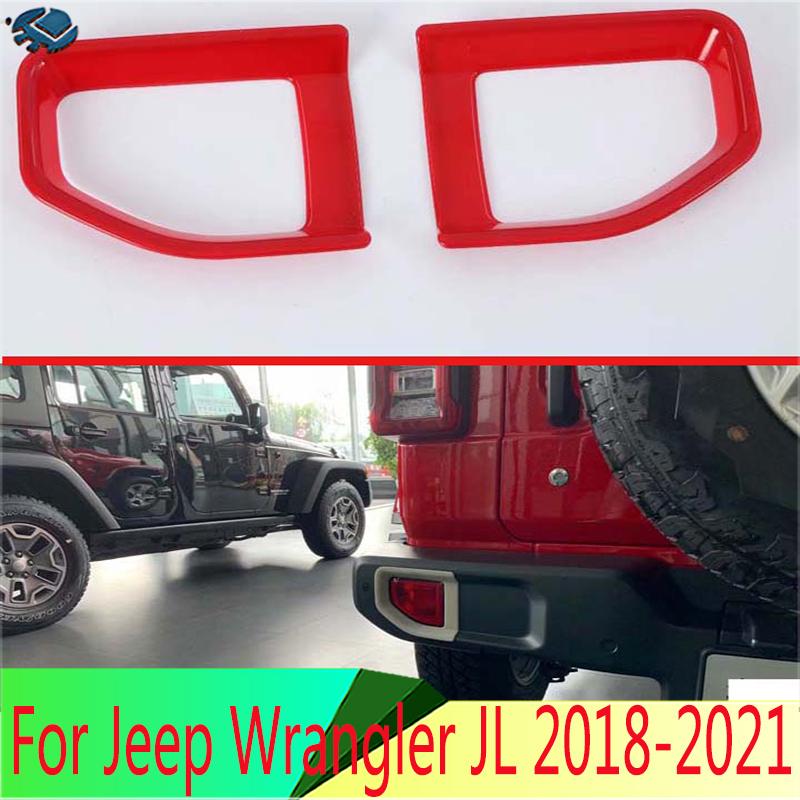 For Jeep Wrangler JL 2018-   ABS Chrome Rear Fog Light Red Lamp Cover Trim Molding Bezel Garnish Sticker
