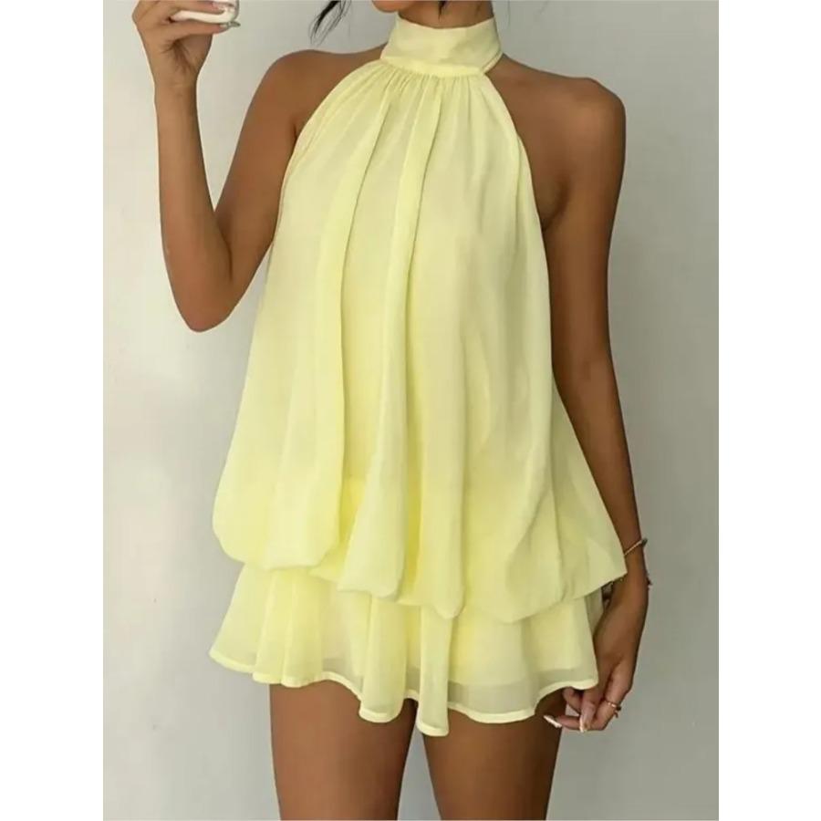 Dress Summer Solid Holiday Slim Sexy Backless Halterneck Dress For Women Fashion Elegant Casual Balck Mini Dresses Robe Femme