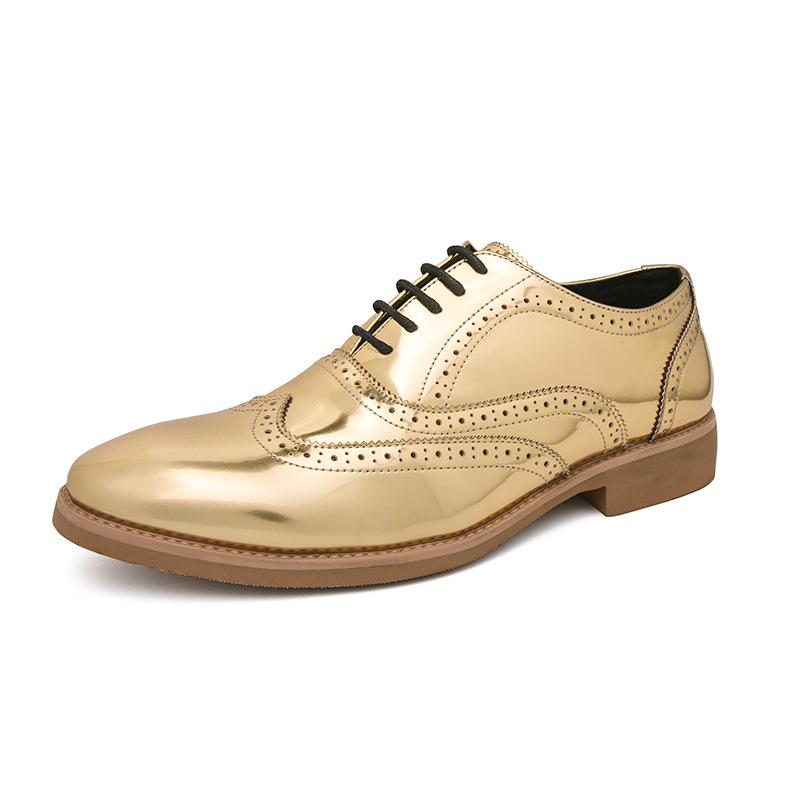 Men s Large Size Glossy Leather Brogue Shoes - Pointed Toe Casual & Wedding Groom Footwear 45
