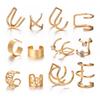 2026 New Gold Silver Color Leaves Clip Earrings for Women Fashion Ear Cuff Non-Piercing Earrings Set Trend Jewelry Gift