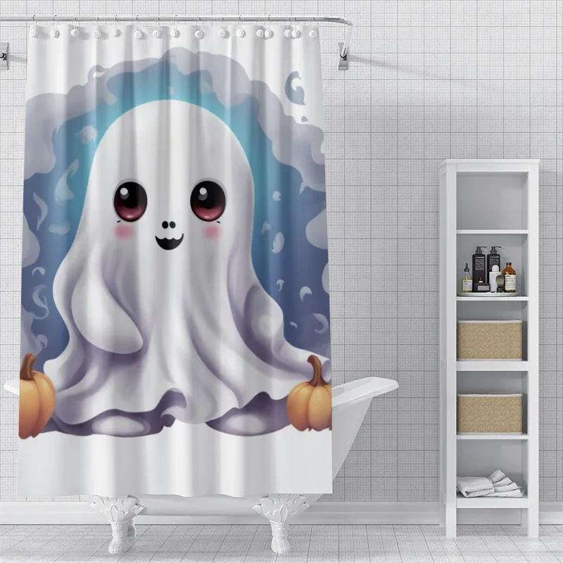 Home Shower Curtains For Bathroom Waterproof Fabric Modern Nordic Style Living Room Curtain Halloween Autumn Pumpkin Decoration