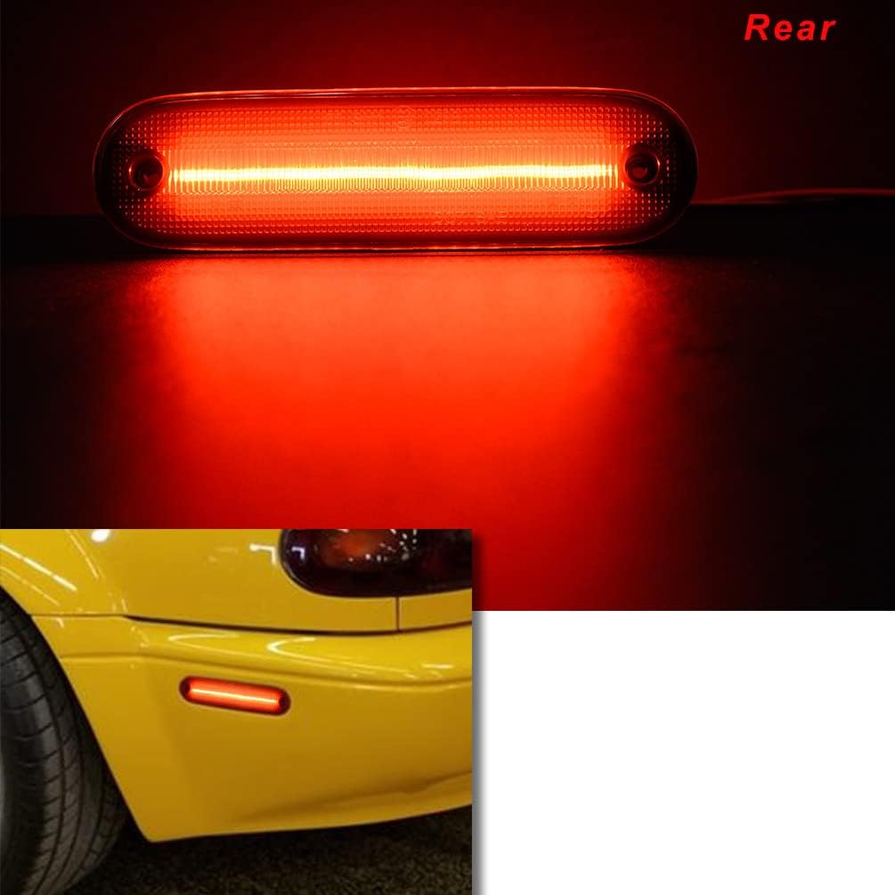 4/Pcs Front/Rear Miata LED Side Marker Lamp Lights for 1990-1997 Mazda Miata MX-5/1999-2005 Mazda Miata MX5 Black Smoked Lens Driver/Passenger