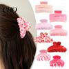 Pince à Cheveux Forte Tenue Dents Antidérapantes Imprimé Cœur Léopard Série Rose Femmes Taille Moyenne Arrière de la Tête Shark Grip Accessoire Multiples Couleurs