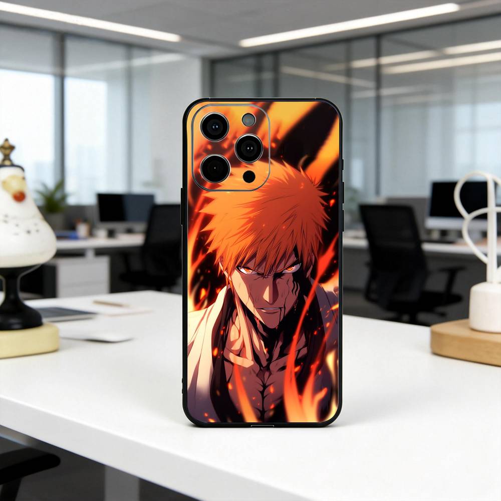 

I-Ichigo B-B-BLEA-CH K-Kurosaki Phone Case For iPhone 17,16,15,14,13,12,11 Plus,Pro Max,XS,Soft Silicone Black Cover iPhone11PROMAX