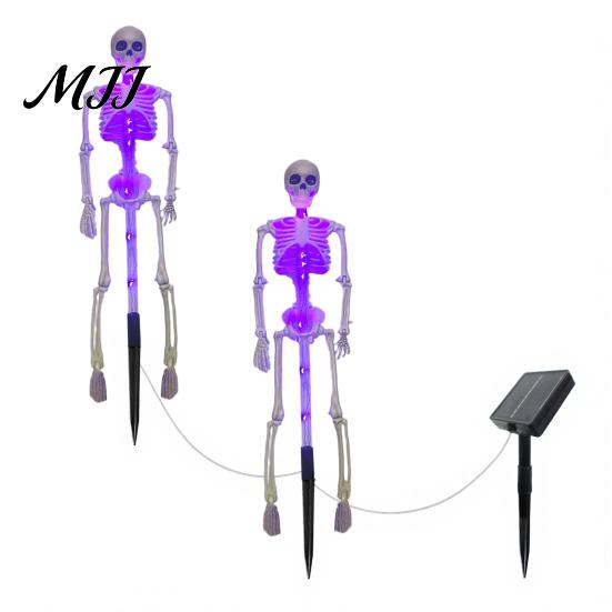 Solar Powered Path Lighting 3D Skeleton Halloween Garden Lamp, Spooky Human Pathway Glowing Lawn Ornaments for Parties Lights, Waterproof Resin