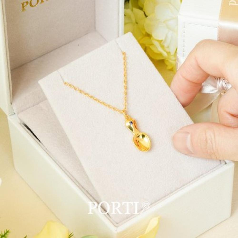 Porti 24k Gold Spoon Birthstone Necklace 1.875g