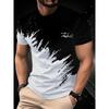 American cartoon gradual change color printing short-sleeved crew neck t-shirt, summer new loose versatile casual top