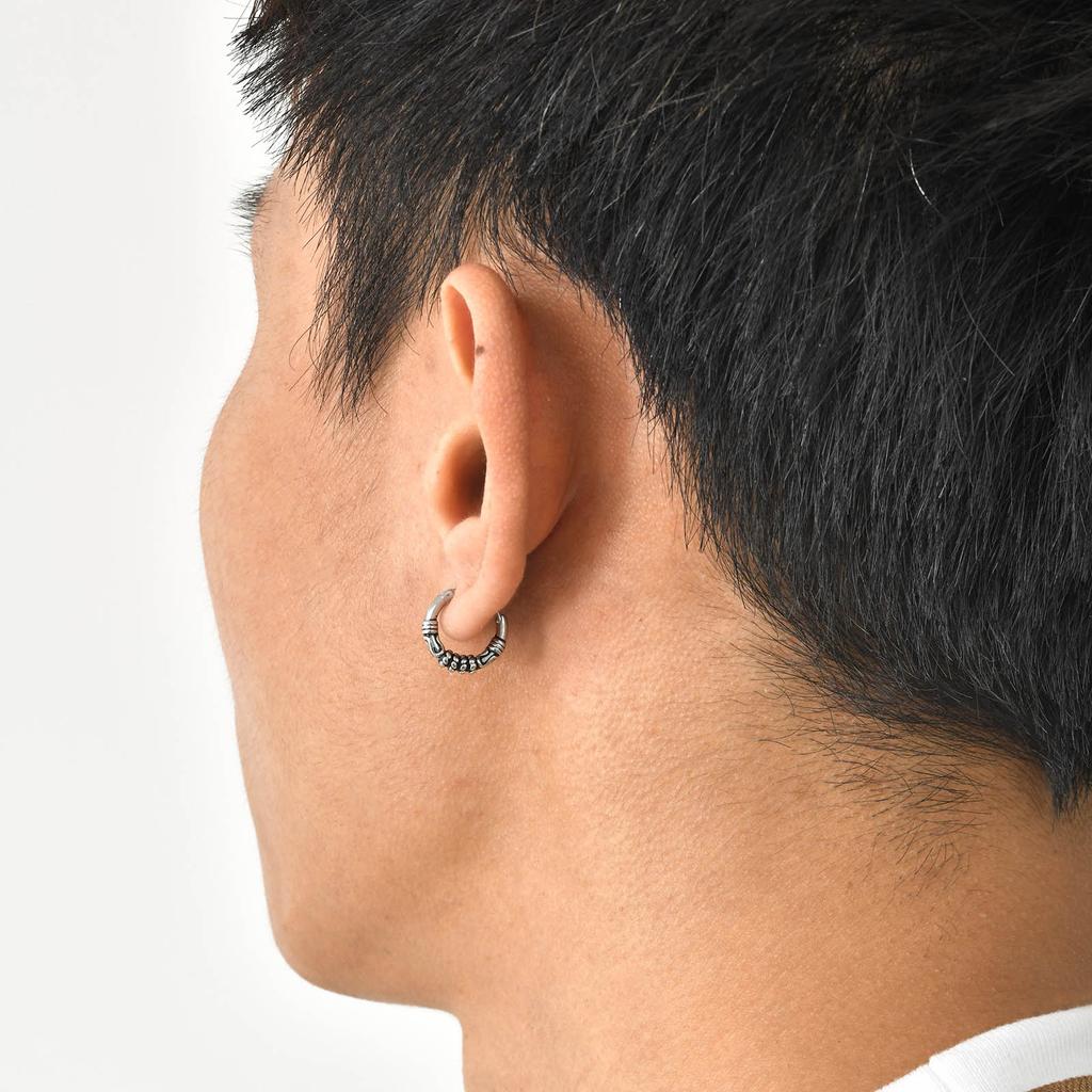 Mprainbow Retro Geometric Hoop Earrings,Men's Irregular Circular Earrings with Ear Holes,Never Rust Jewelry