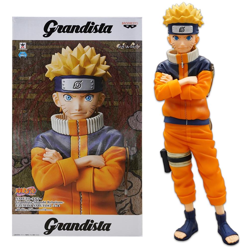 25CM Anime Naruto Shippuuden Uzumaki Naruto Figure Grandista Shinobi Relations Nero Interchangeable Face Model Toy Action Figure
