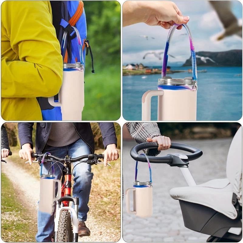 Gradient Color Water Bottle Handle Sling Strap Soft Silicone Water Cup Hanging Rope Sleeve For Most 8-40Oz Bottles Accessories