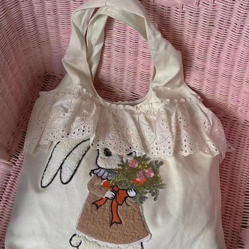 Lace-trimmed Single-shoulder Bag Large-capacity Student Class Handbag