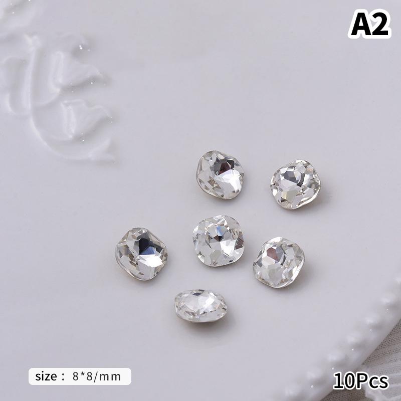 10 Stück Weiß Durch Nagel Punkt Diamant Accessoires Herzform Wassertropfen Steine Für DIY Nageldekoration
