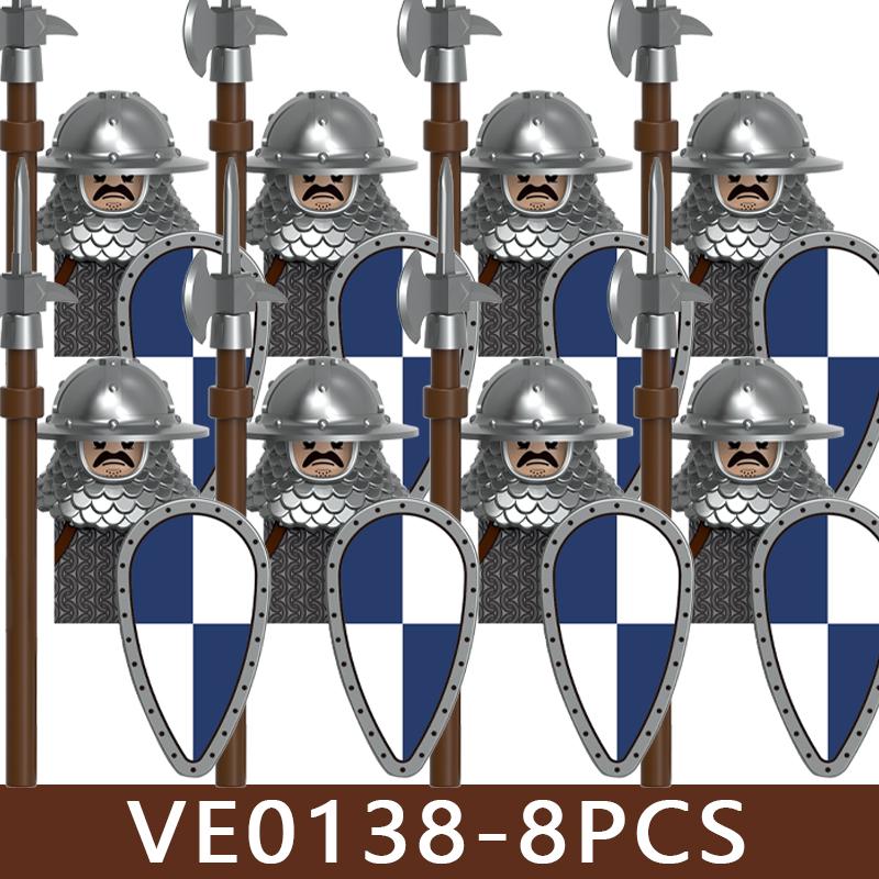 Castello Medievale Cavalieri Soldato Figure Blocchi da Costruzione Fanteria Legione Impero Guerriero Arco Spada Casco Milizia Mattoncini Giocattolo Regali