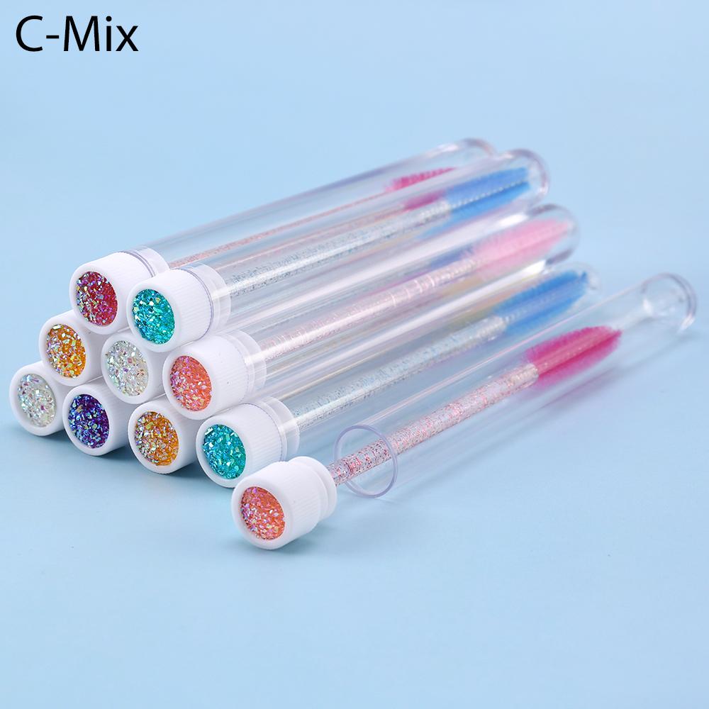 10/20Pc New Reusable Eyebrow Brush for Eyelash Extension Crystal Eyelash Brush Make Up Micro Drill Tube Mascara Stick Applicator