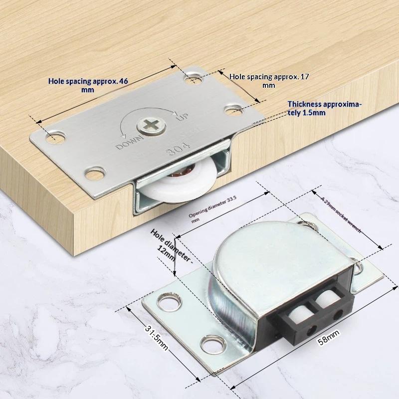 Sliding Door Wheels Pulley Rollers Stainless Steel Furniture Hardware Wardrobe Sliding Door Adjustable Wheels