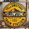 Vintage Metal Wall Sign Round Train Station Decor