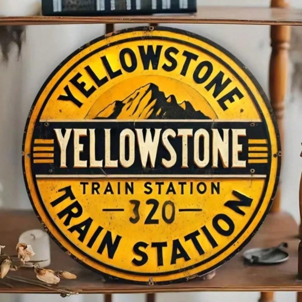 Vintage Metal Wall Sign Round Train Station Decor